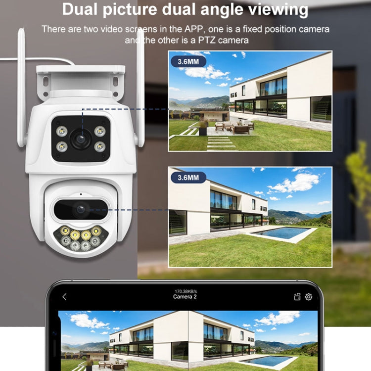 QX102 3MP WiFi Triple Camera Supports Two-way Voice Intercom & Infrared Night Vision(UK Plug)