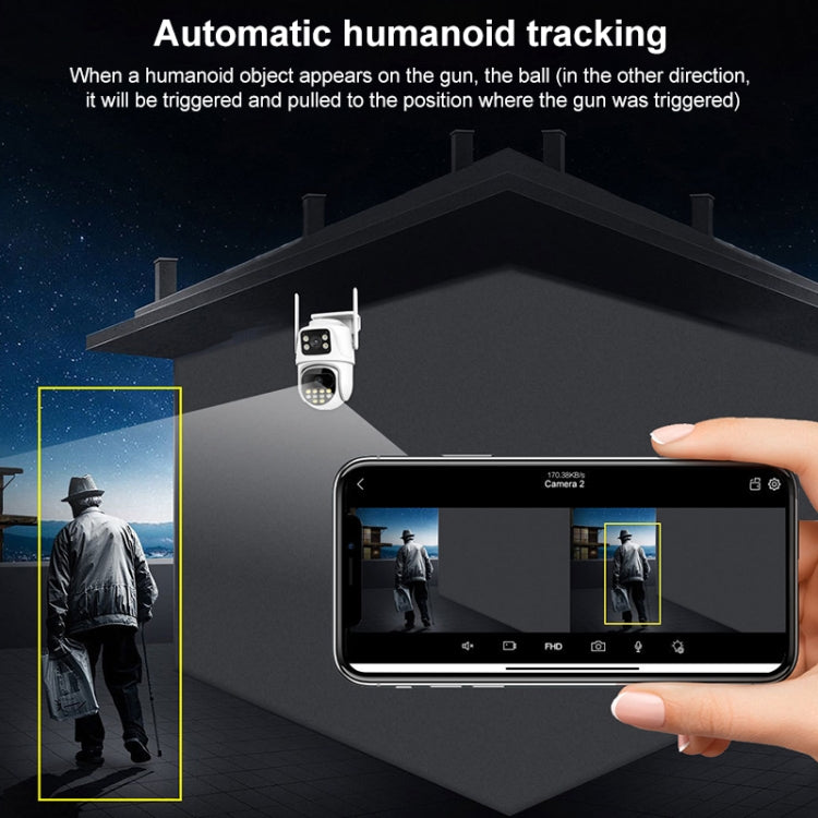 QX102 3MP WiFi Triple Camera Supports Two-way Voice Intercom & Infrared Night Vision(AU Plug)