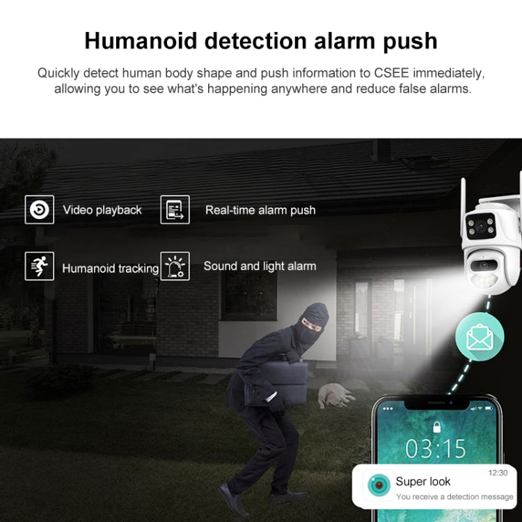 QX102 3MP WiFi Triple Camera Supports Two-way Voice Intercom & Infrared Night Vision(EU Plug)