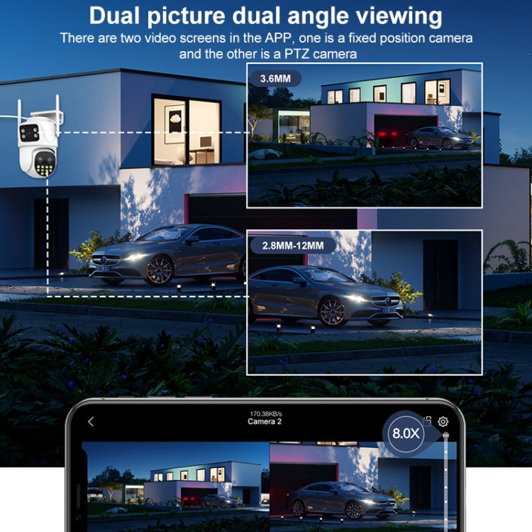 QX104 3MP WiFi Triple Camera Supports Human Face Recognition & AI Alarm(UK Plug)