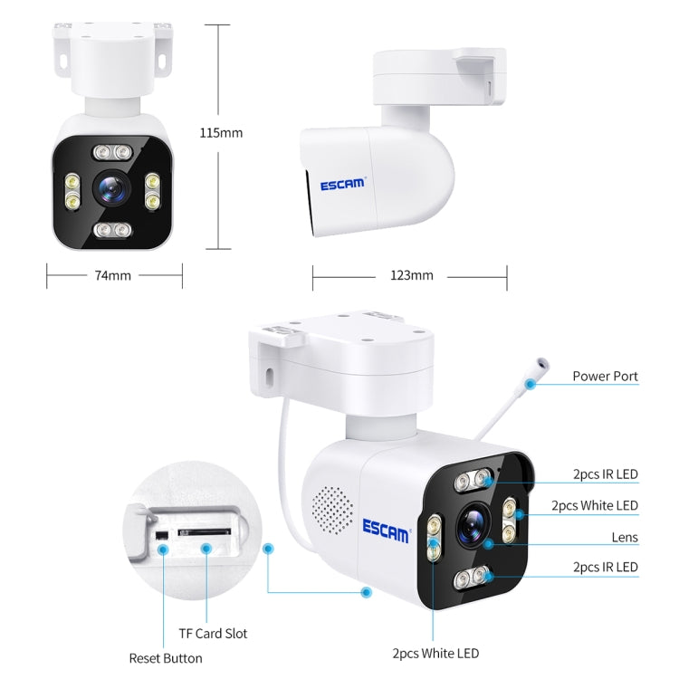 ESCAM PT303 3MP HD Motion Detection APP Control Pan & Tilt WiFi IP Camera(EU Plug)