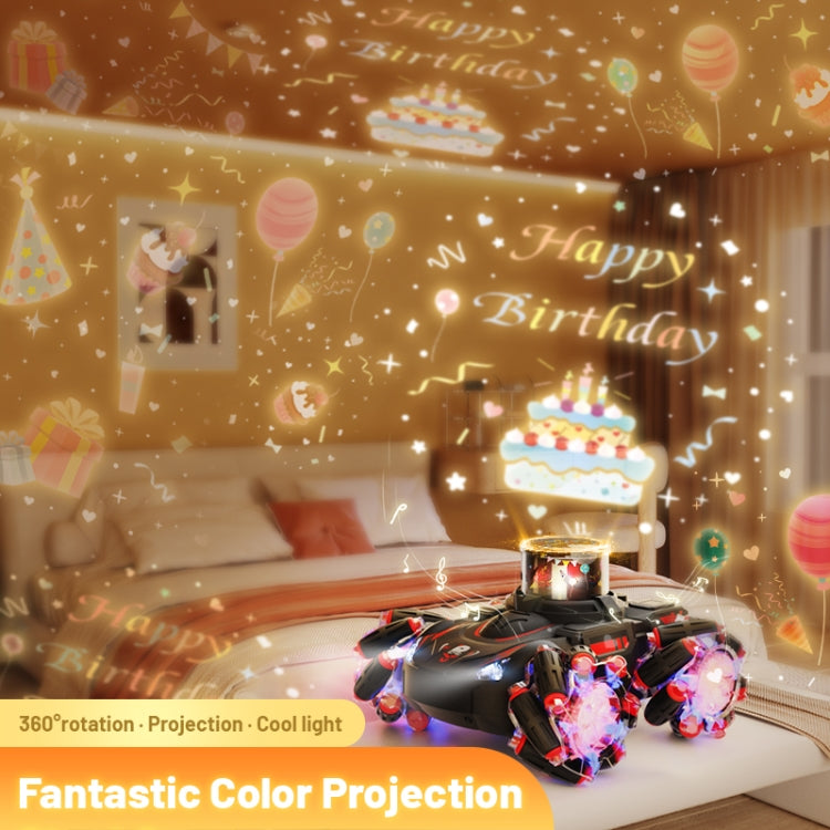 Q169 2.4G Magic Color Projection Stunt Remote Control Car(Black Red)