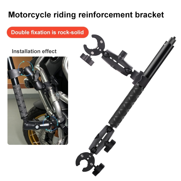 Double Dual-heads Crabs Motorcycle Clamps Handlebar Fixed Mount 3-stage Telescopic Selfie Stick