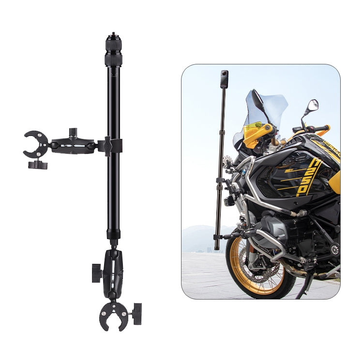 Dual-heads Crab & Single Heads Motorcycle Clamps Handlebar Fixed Mount 3-stage Telescopic Selfie Stick
