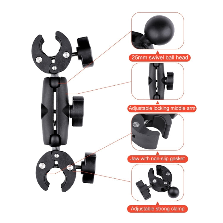 Dual-heads Crab & Single Heads Motorcycle Clamps Handlebar Fixed Mount 3-stage Telescopic Selfie Stick