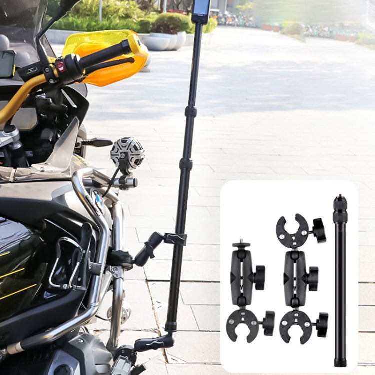 Dual-heads Crab & Single Heads Motorcycle Clamps Handlebar Fixed Mount 3-stage Telescopic Selfie Stick