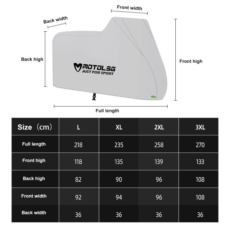 MOTOLSG Motorcycle Waterproof Sunproof Dustproof Thickening Cover, Size:XXL(Silver Black)