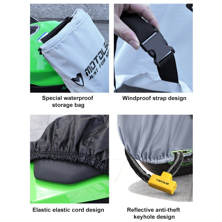 MOTOLSG Motorcycle Waterproof Sunproof Dustproof Thickening Cover, Size:XXXL(Silver Black)