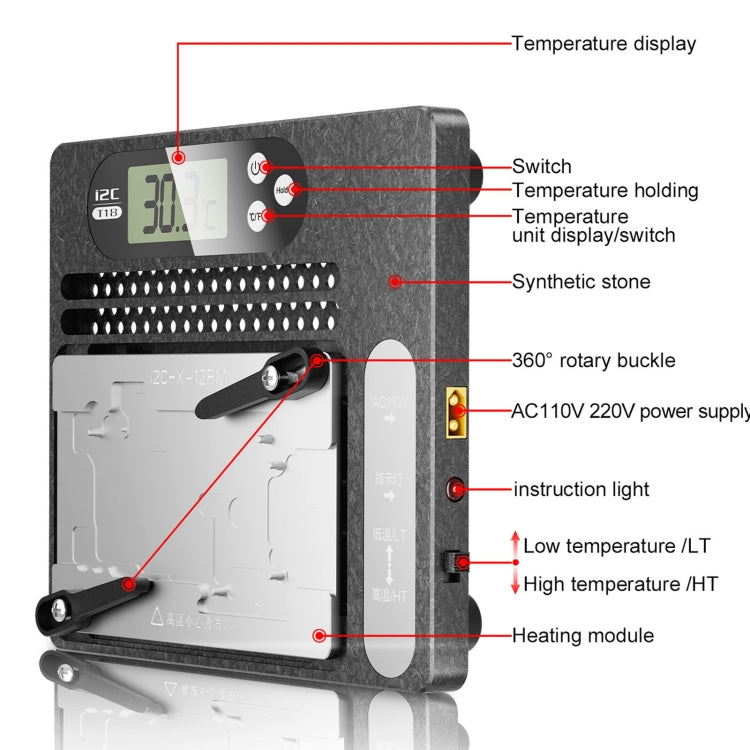 i2C T18 LCD Display PCB Motherboard Layered Desoldering Station With Glue Removal Module, US Plug