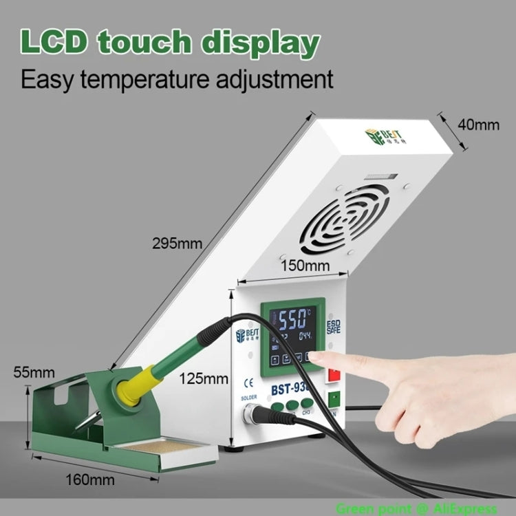BEST BST-938 LED Electric Iron Smoking Instrument Smoke Purifier Soldering Station with Exhaust Fan, EU Plug