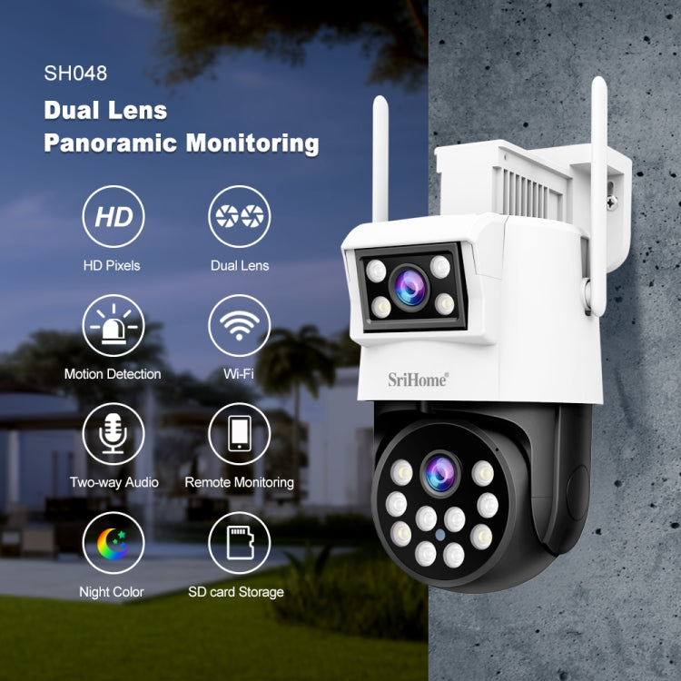 SriHome SH048 2MP + 2MP Humanoid Tracking Smart Night Vision Dual Lens IP Camera(US Plug)