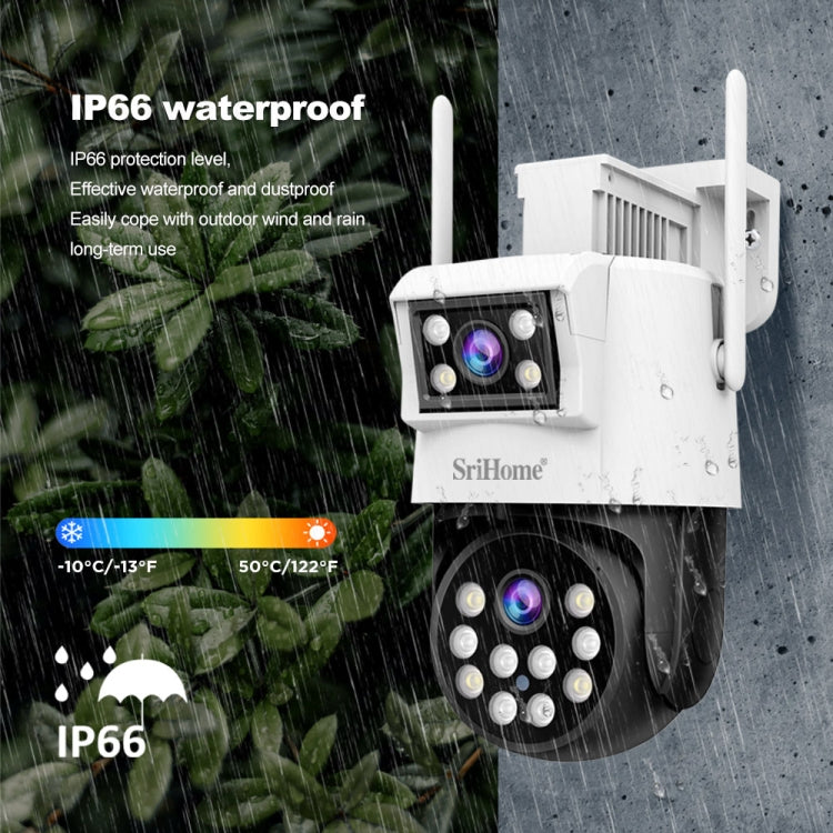 SriHome SH048 2MP + 2MP Humanoid Tracking Smart Night Vision Dual Lens IP Camera(US Plug)