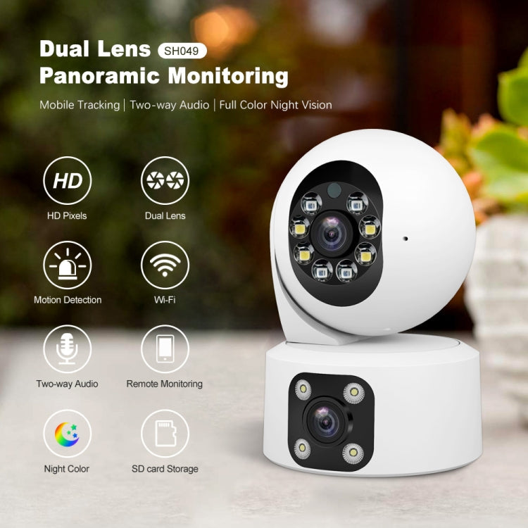 SriHome SH049 2MP + 2MP Humanoid Tracking Smart Night Vision Dual Lens HD IP Camera(EU Plug)