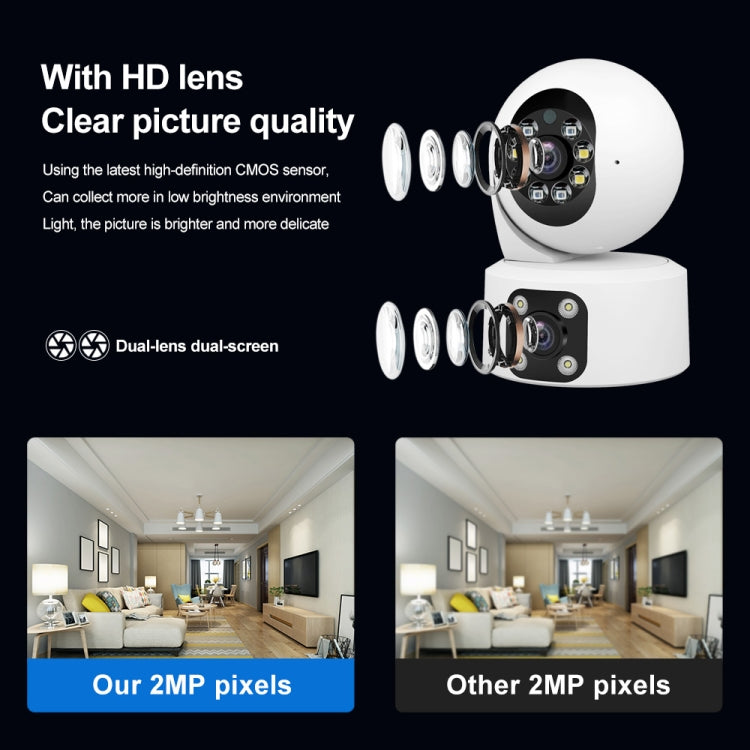 SriHome SH049 2MP + 2MP Humanoid Tracking Smart Night Vision Dual Lens HD IP Camera(US Plug)