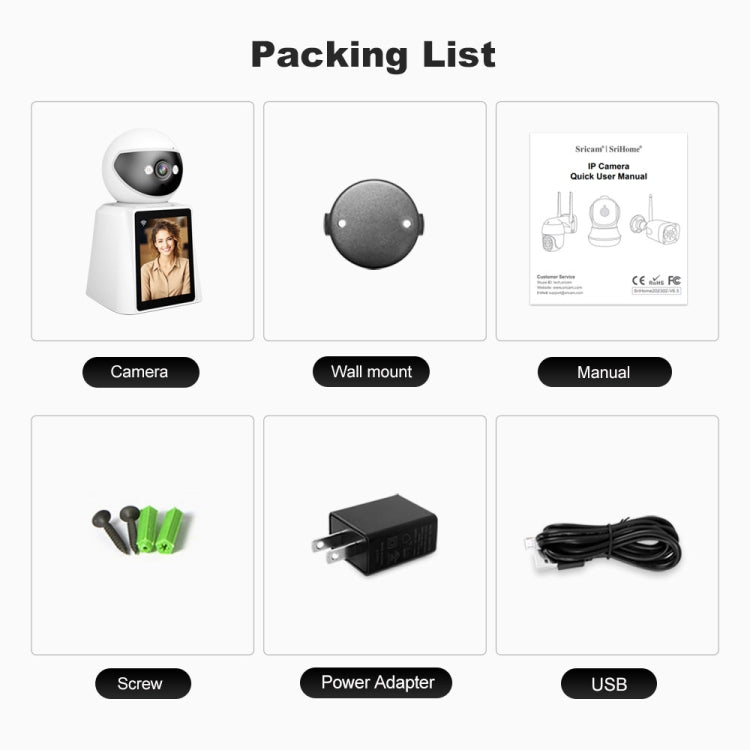 Srihome SH053 4MP 2.8 inch IPS Screen Smart Video Calling IP Camera Baby Monitor(UK Plug)
