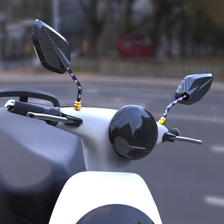 Motorcycle / Electromobile Modified Diamond-shaped Burnt Titanium Plating Rearview Mirror, Style:Carbon Fiber Type X Texture