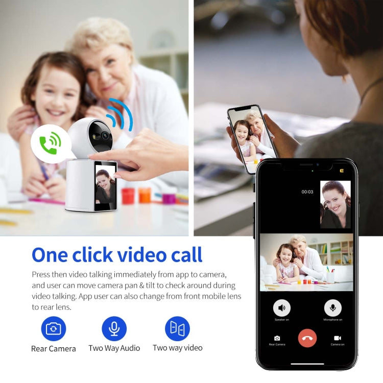 ESCAM QF104 One Click Video Call 3MP Indoor Humanoid Detection Audible Alarm Color Night Version Smart WiFi Camera, AU Plug