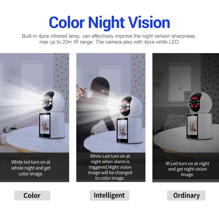 ESCAM QF104 One Click Video Call 3MP Indoor Humanoid Detection Audible Alarm Color Night Version Smart WiFi Camera, UK Plug