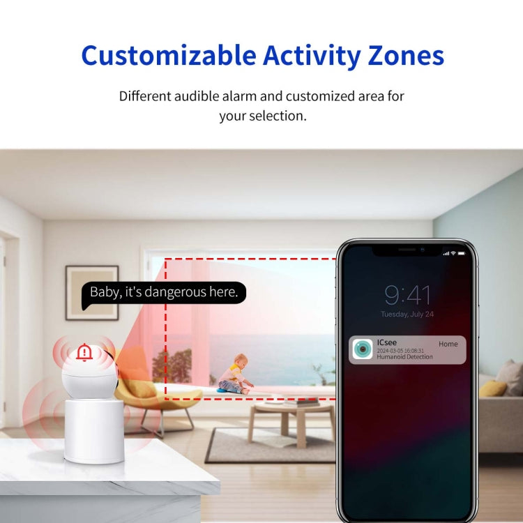 ESCAM QF104 One Click Video Call 3MP Indoor Humanoid Detection Audible Alarm Color Night Version Smart WiFi Camera, AU Plug