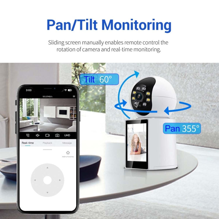 ESCAM QF104 One Click Video Call 3MP Indoor Humanoid Detection Audible Alarm Color Night Version Smart WiFi Camera, US Plug
