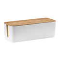 Wire Organizer Storage Box Power Strip Socket Junction Box, Size:Small(Bamboo White)