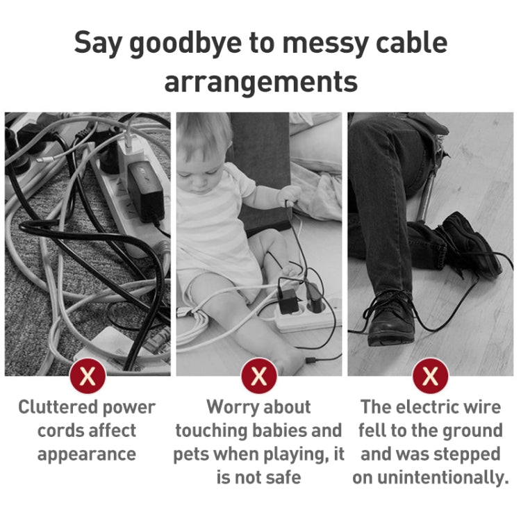 Wire Organizer Storage Box Power Strip Socket Junction Box, Size:Medium(Black)