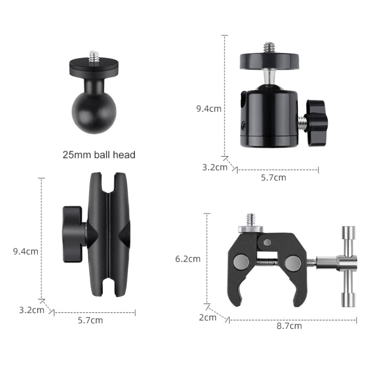 Motorcycle Clamps Handlebar Fixed Mount 9 in 1 Dual-Link Crabs Selfie Stick Kit
