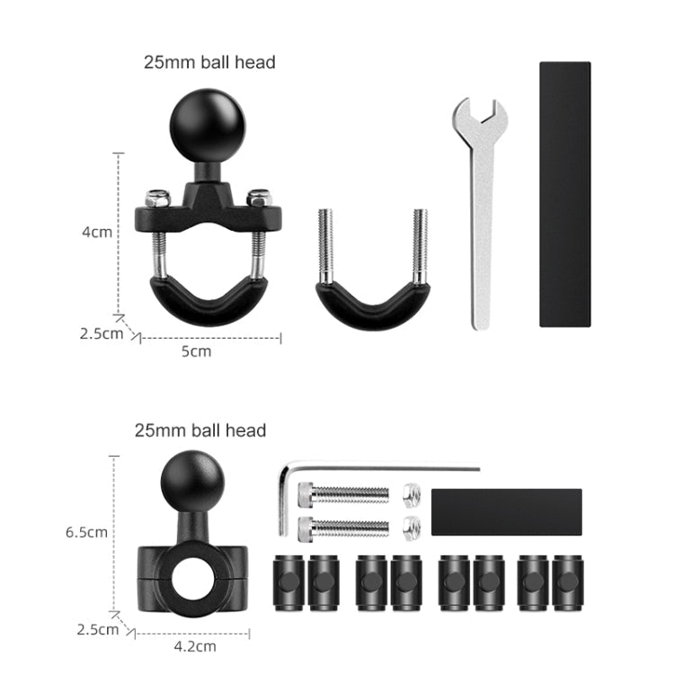 Motorcycle Clamps Handlebar Fixed Mount 9 in 1 Wrench O-Type Mount Crabs No Stick