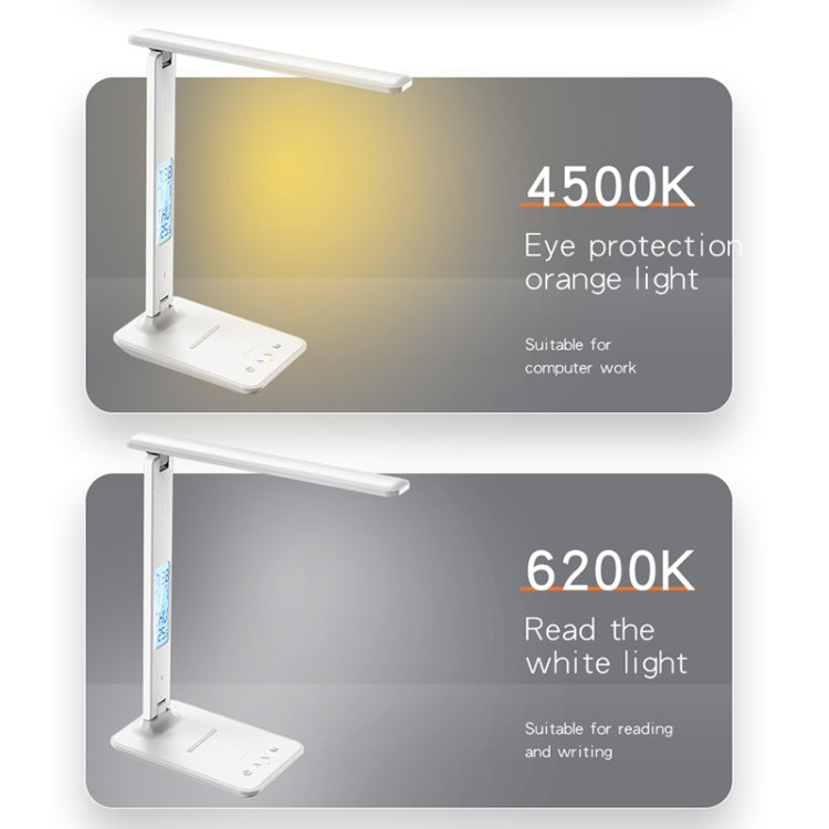 Yesido DS20 Multifunctional LED Desk Lamp Supports 10W Wireless Charging, EU Plug(White)