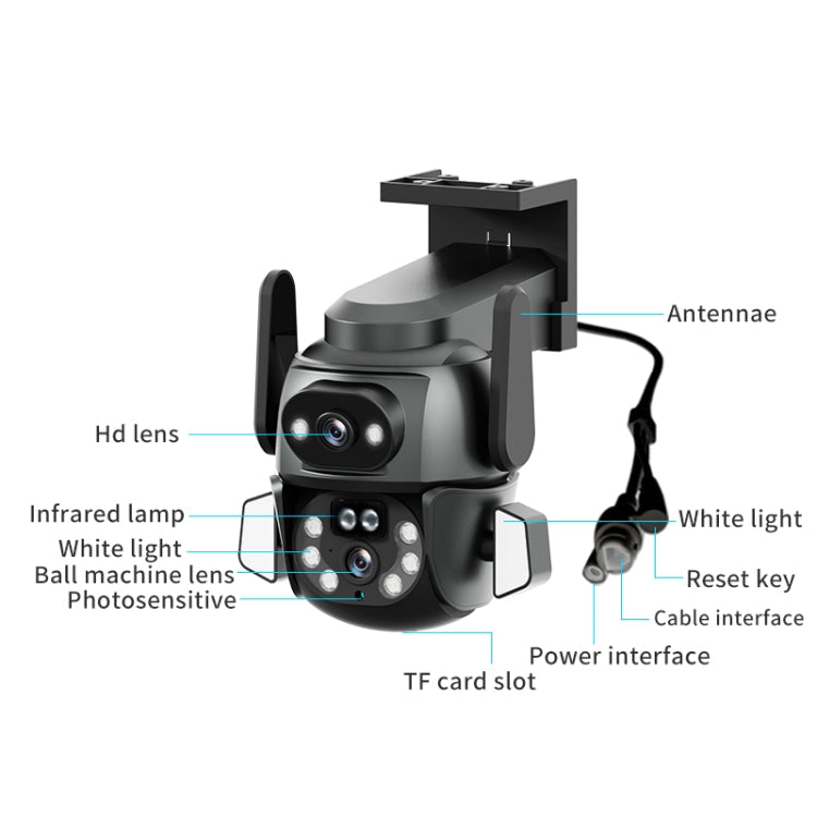 Q821 4MP Binocular Zoom Dual Light Source Outdoor IP67 Waterproof WiFi Camera(UK Plug)