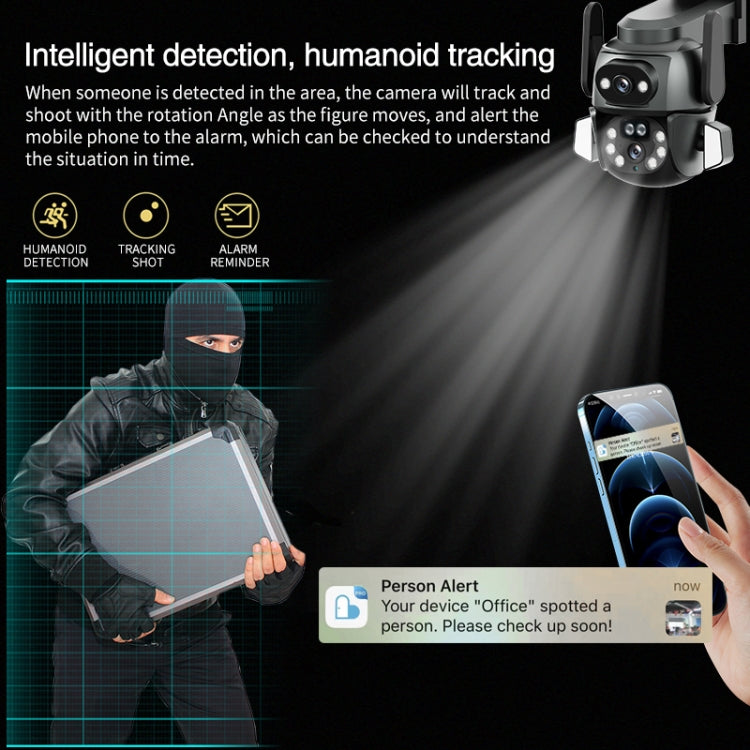 Q821 4MP Binocular Zoom Dual Light Source Outdoor IP67 Waterproof WiFi Camera(US Plug)