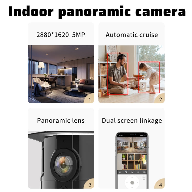 CM-I311M 5MP Smart HD Electronic PTZ Wireless WiFi Surveillance Camera, UK Plug(Grey)