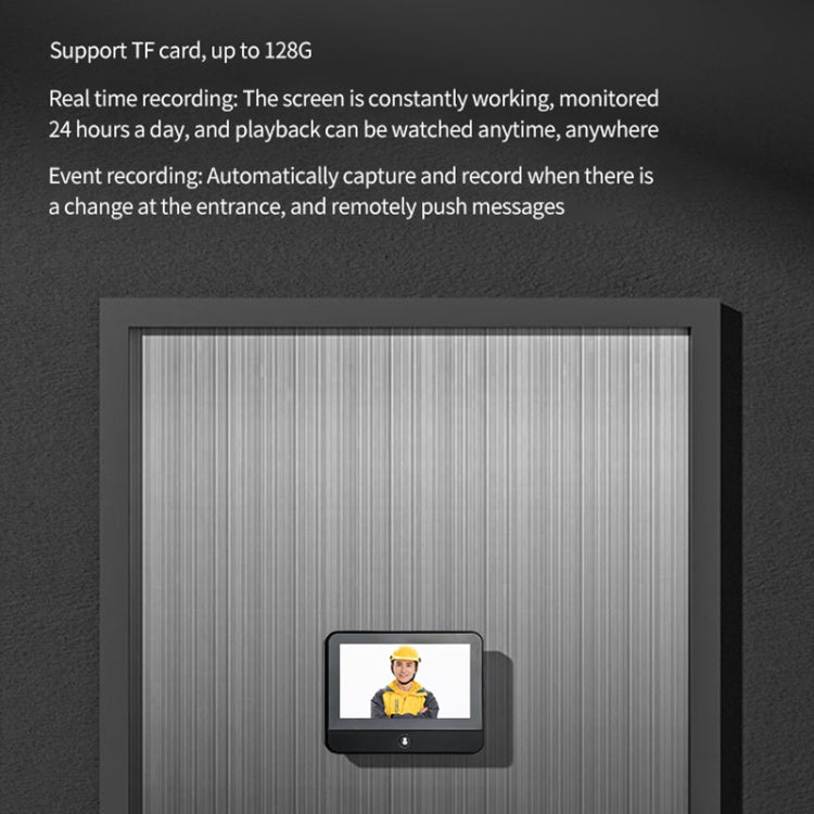 S50S 4.3 inch IPS LCD Screen 1080P Infrared Night Vision WiFi Smart Cat Eye Video Doorbell(Black)