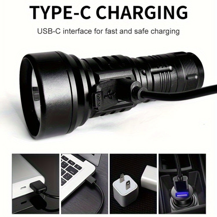 829 T40 1000LM USB Rechargeable LED Flashlight Not Battery(Black)