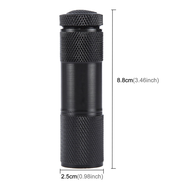 Mini 9 LEDs 395nm Ultraviolet Ray Detection Flashlight(Black)