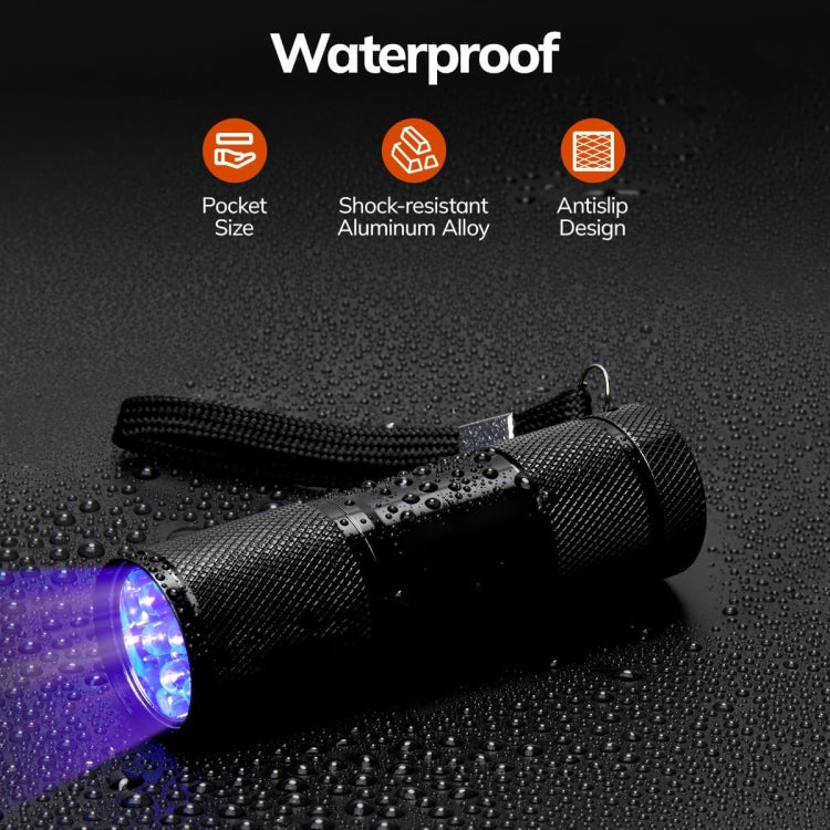 Mini 9 LEDs 395nm Ultraviolet Ray Detection Flashlight(Black)