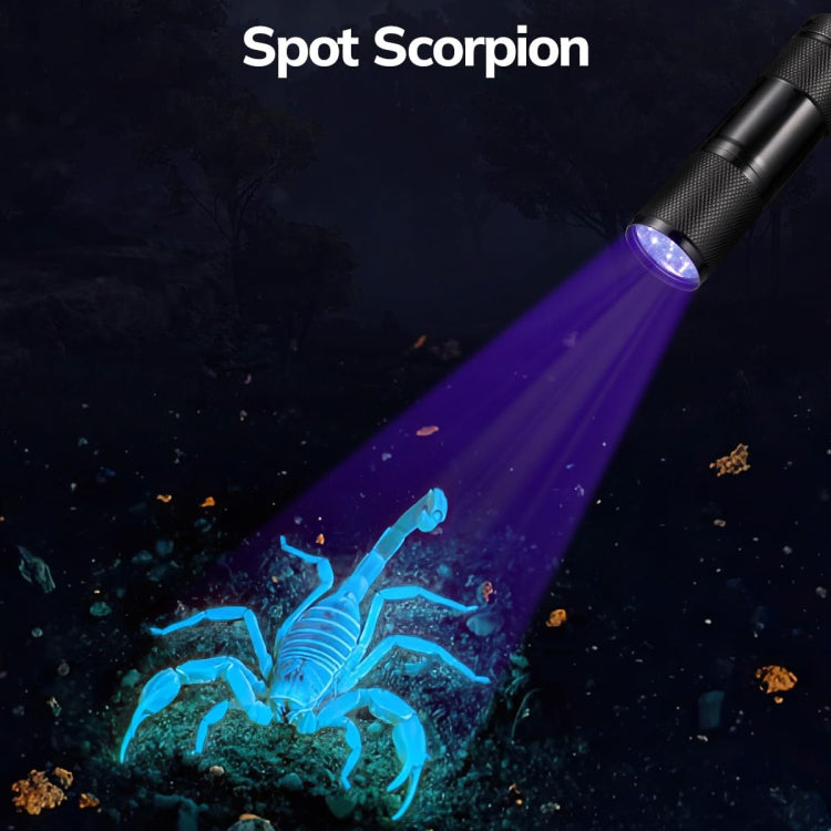 Mini 9 LEDs 395nm Ultraviolet Ray Detection Flashlight(Black)