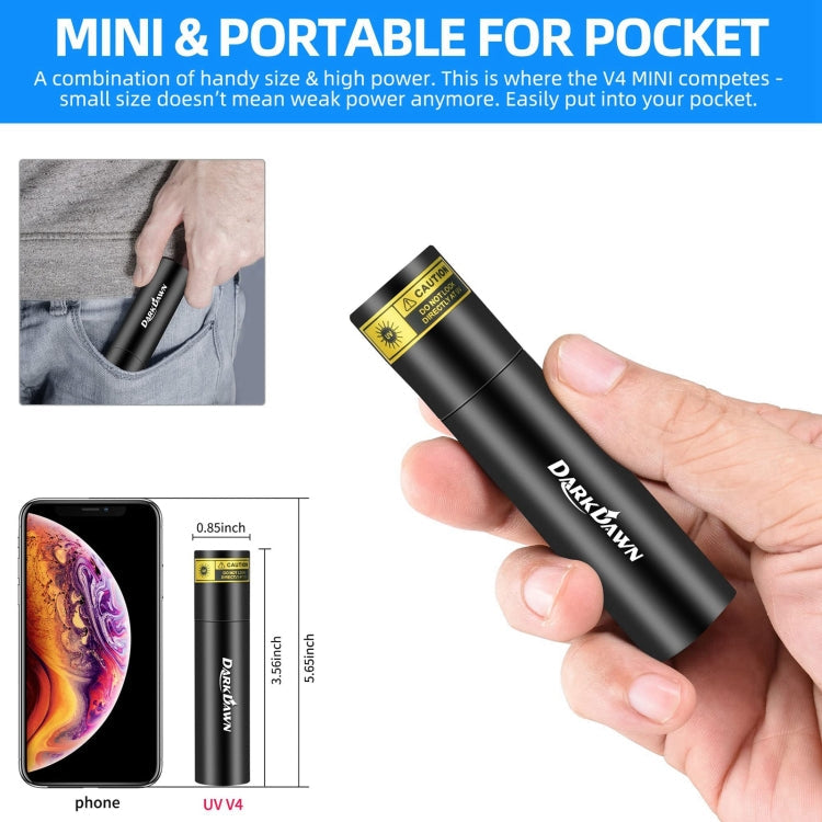 V4-365 Black Lens 365nm Ultraviolet Ray Detection Flashlight(Black)