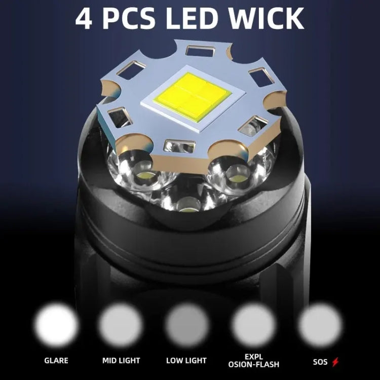 W5183 4 LEDs Highlight Mini Rechargeable Flashlight(Black)