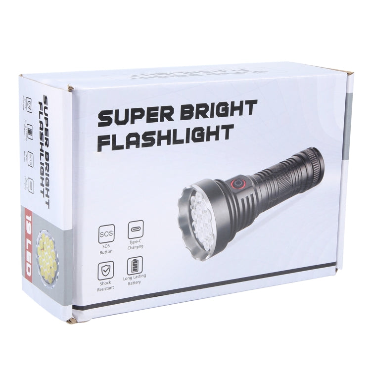 W5201-1 19 LEDs 3200LM Super Bright Rechargeable Flashlight(Black)
