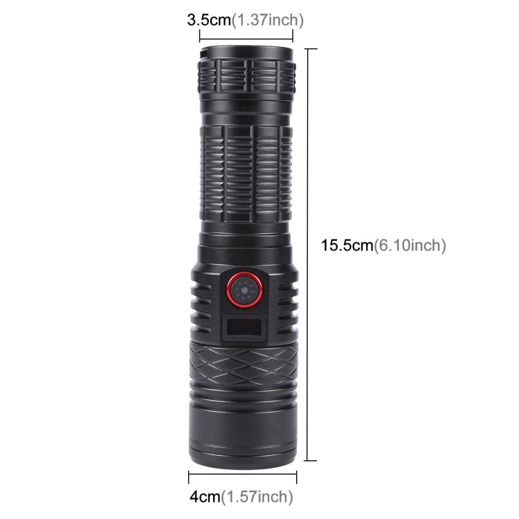 816 20W Spotlight 2000LM Telescopic Zoom LED Flashlight(Black)