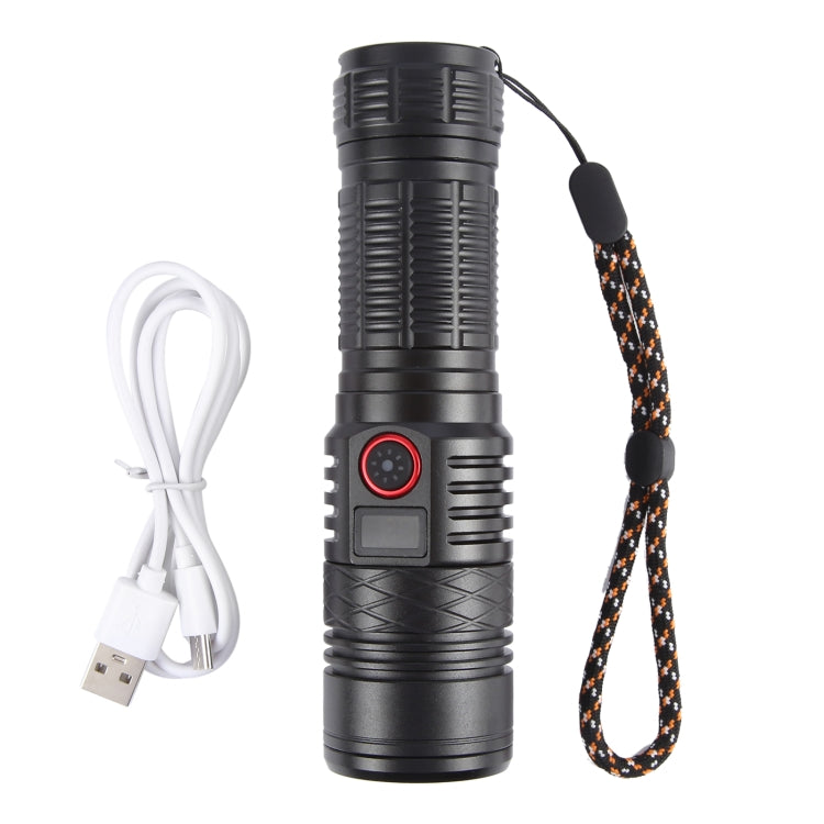 816 20W Spotlight 2000LM Telescopic Zoom LED Flashlight(Black)