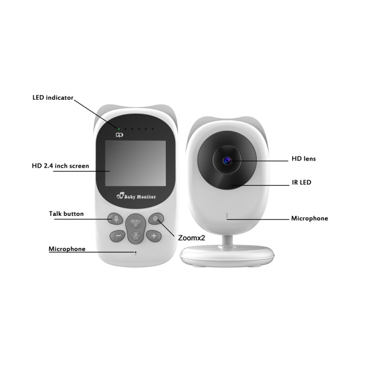 SP990 2.4 inch LCD Screen Baby Monitor Care Camera(EU Plug)