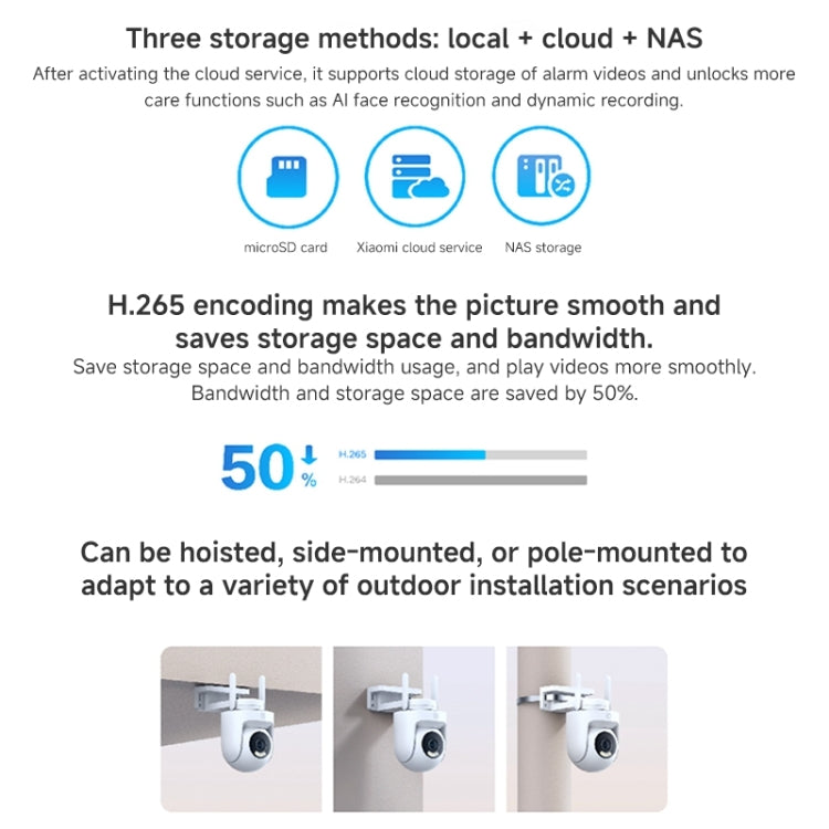Xiaomi CW500 5MP Outdoor IP66 Waterproof Support Two-way Voice WiFi Camera, US Plug(White)