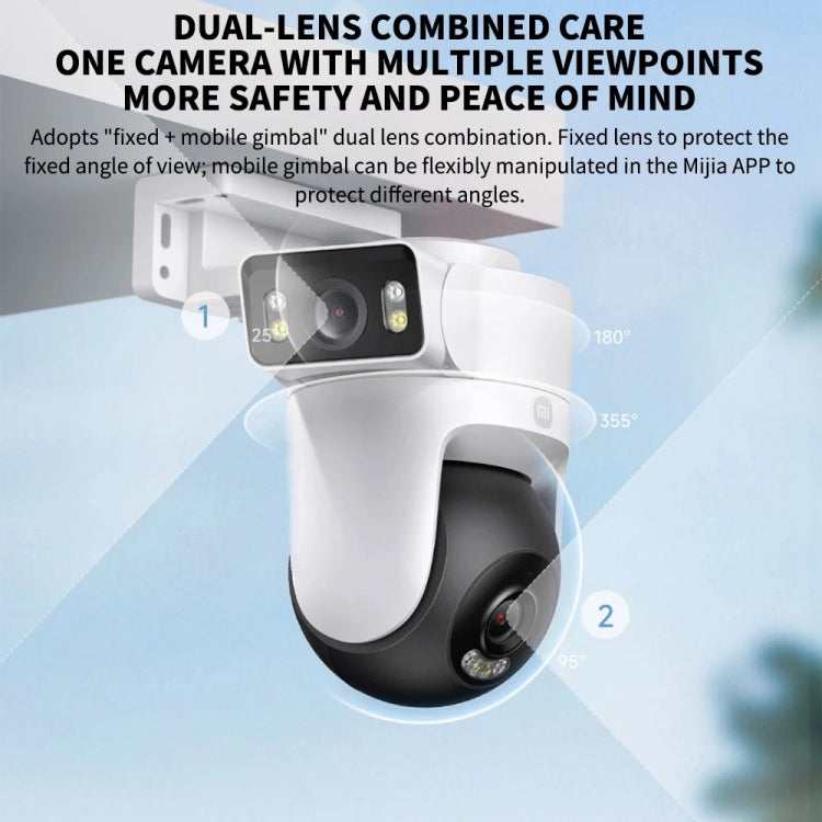Xiaomi CW500 Dual Camera 8MP Outdoor IP66 Waterproof Support AI Detection Two-Way Voice WiFi Camera, US Plug(White)