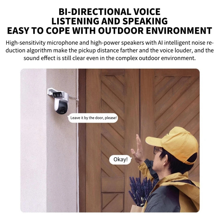 Xiaomi CW500 Dual Camera 8MP Outdoor IP66 Waterproof Support AI Detection Two-Way Voice WiFi Camera, US Plug(White)