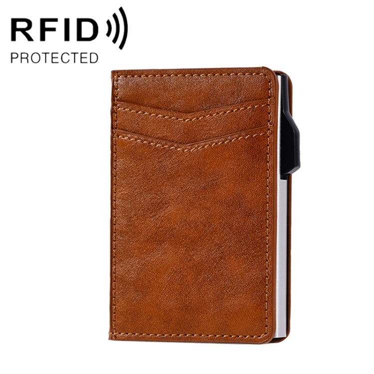 FY2402 RFID Anti-magnetic Crazy Horse Texture PU Card Bag(Brown)