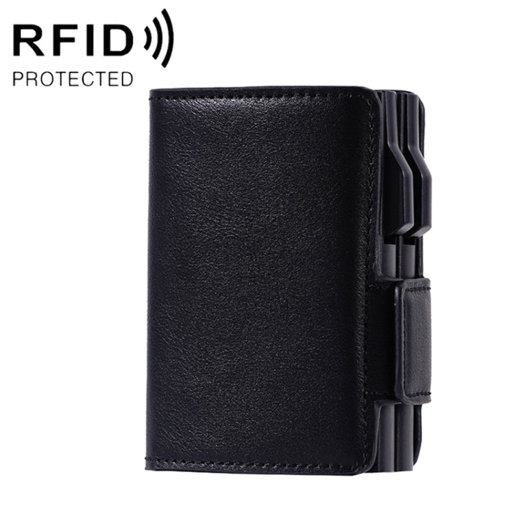 FY2403 RFID Anti-magnetic Crazy Horse Texture PU Dual Box Card Bag(Black)