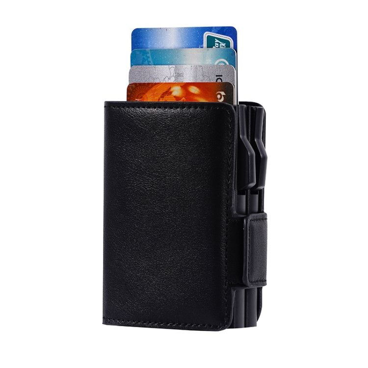FY2403 RFID Anti-magnetic Crazy Horse Texture PU Dual Box Card Bag(Black)