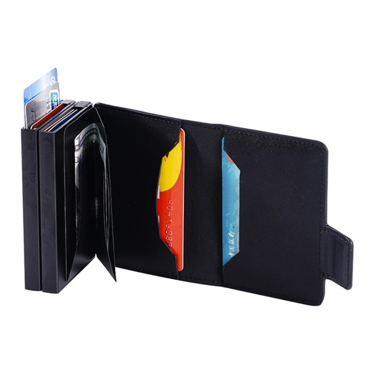 FY2403 RFID Anti-magnetic Crazy Horse Texture PU Dual Box Card Bag(Black)